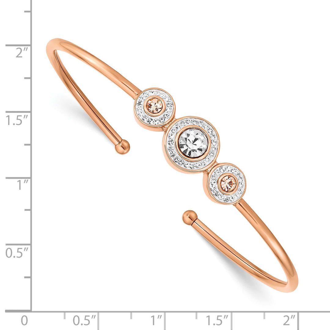 Chisel Stainless Steel Rose IP-plated Preciosa Crystal Flexible Cuff