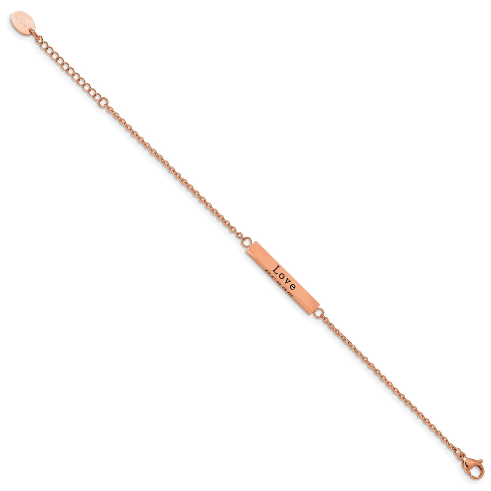 Chisel Stainless Steel Rose IP-plated with CZ LOVE Dream Laugh Enjoy