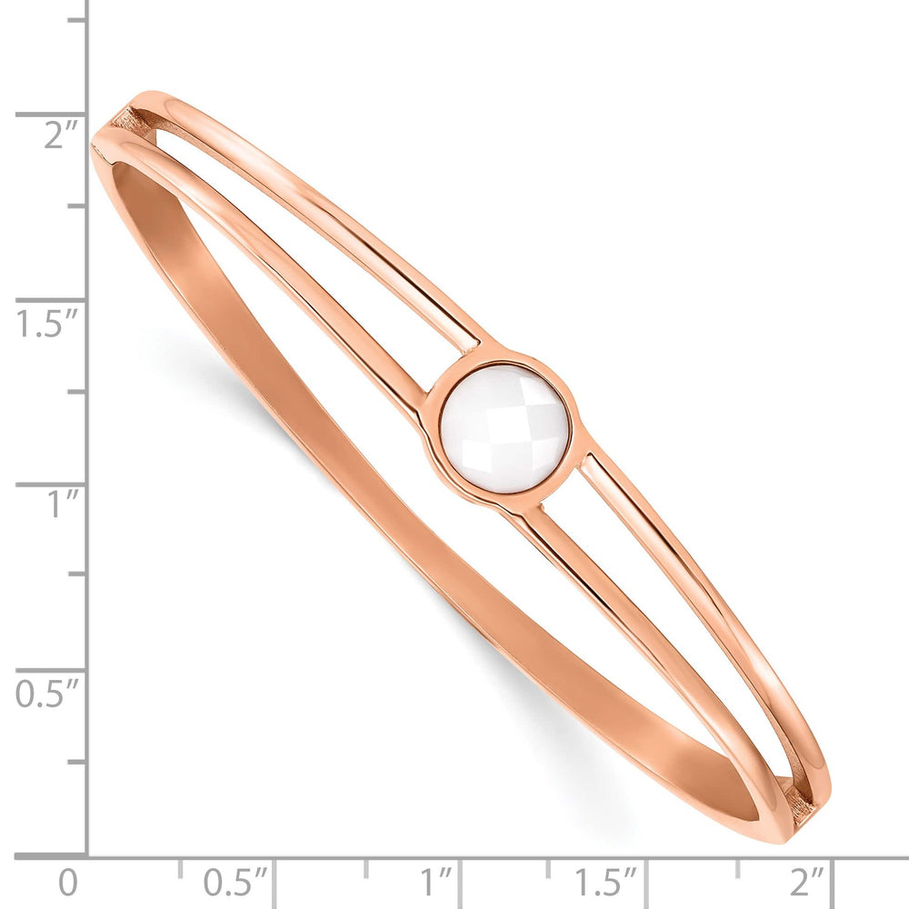Chisel Stainless Steel Rose IP-plated with White Crystal Hinged Bangle