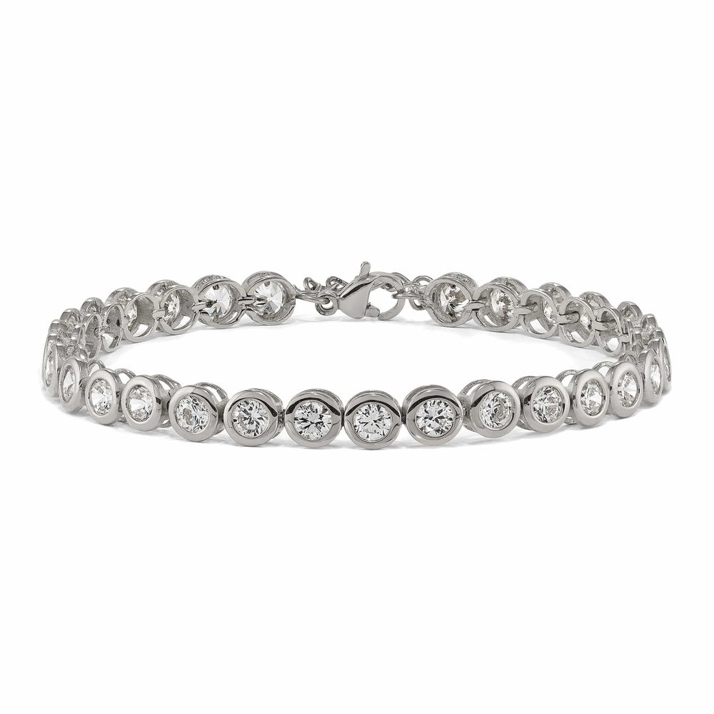 Chisel Stainless Steel Round CZ Link 7" Bracelet with 1" Extension