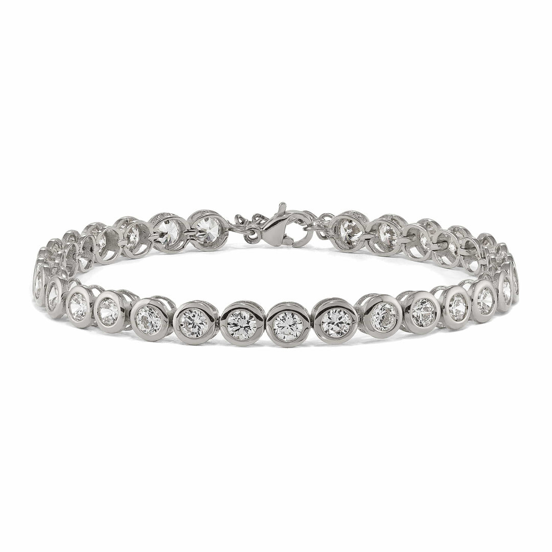 Chisel Stainless Steel Round CZ Link 7" Bracelet with 1" Extension