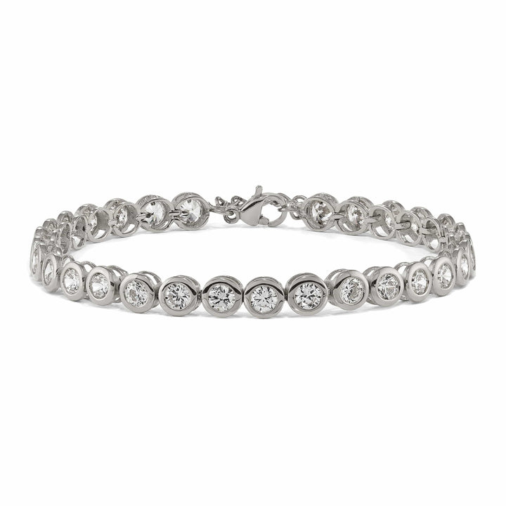 Chisel Stainless Steel Round CZ Link 7" Bracelet with 1" Extension