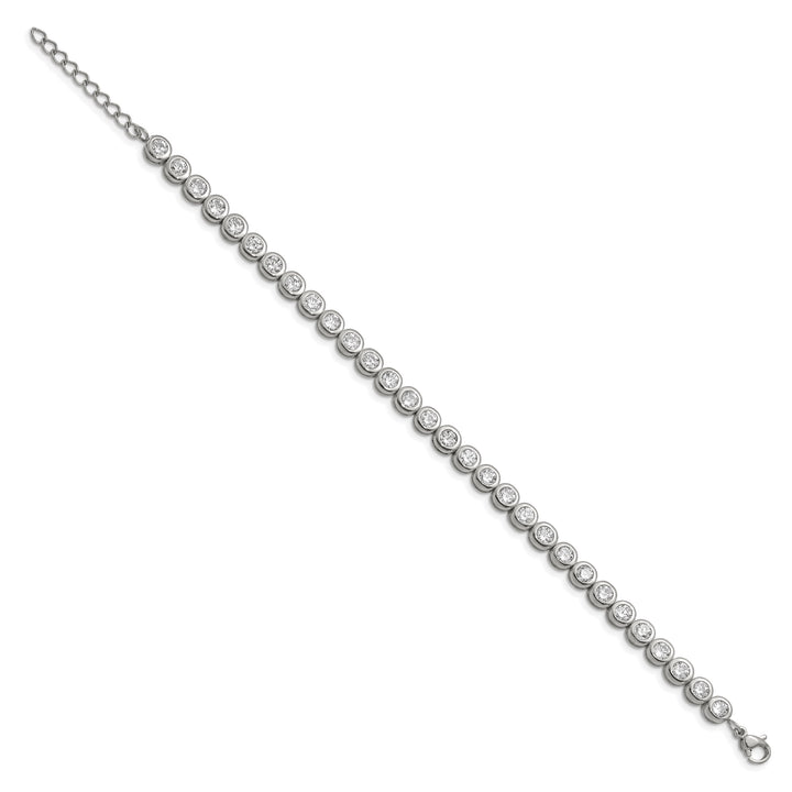 Chisel Stainless Steel Round CZ Link 7" Bracelet with 1" Extension