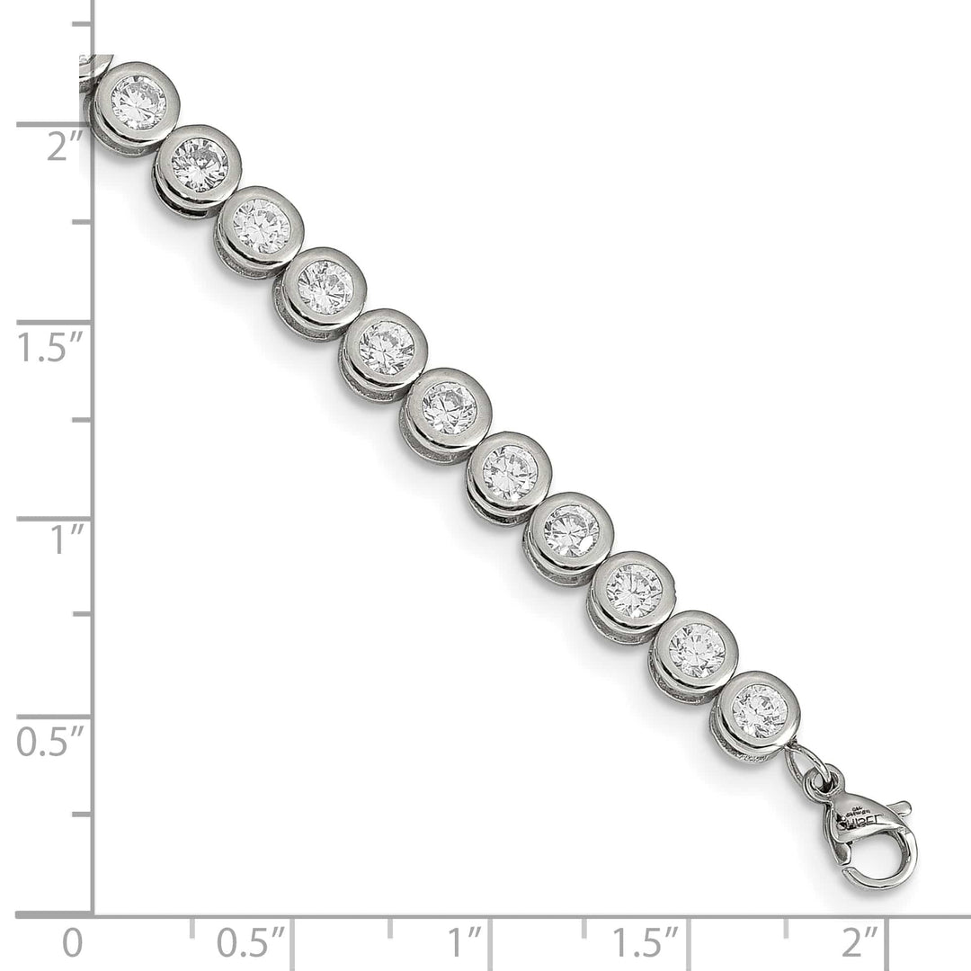 Chisel Stainless Steel Round CZ Link 7" Bracelet with 1" Extension