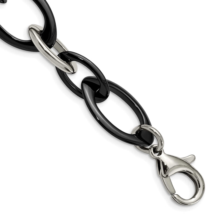 Chisel Stainless Steel with Black Ceramic 8" Open Link Bracelet