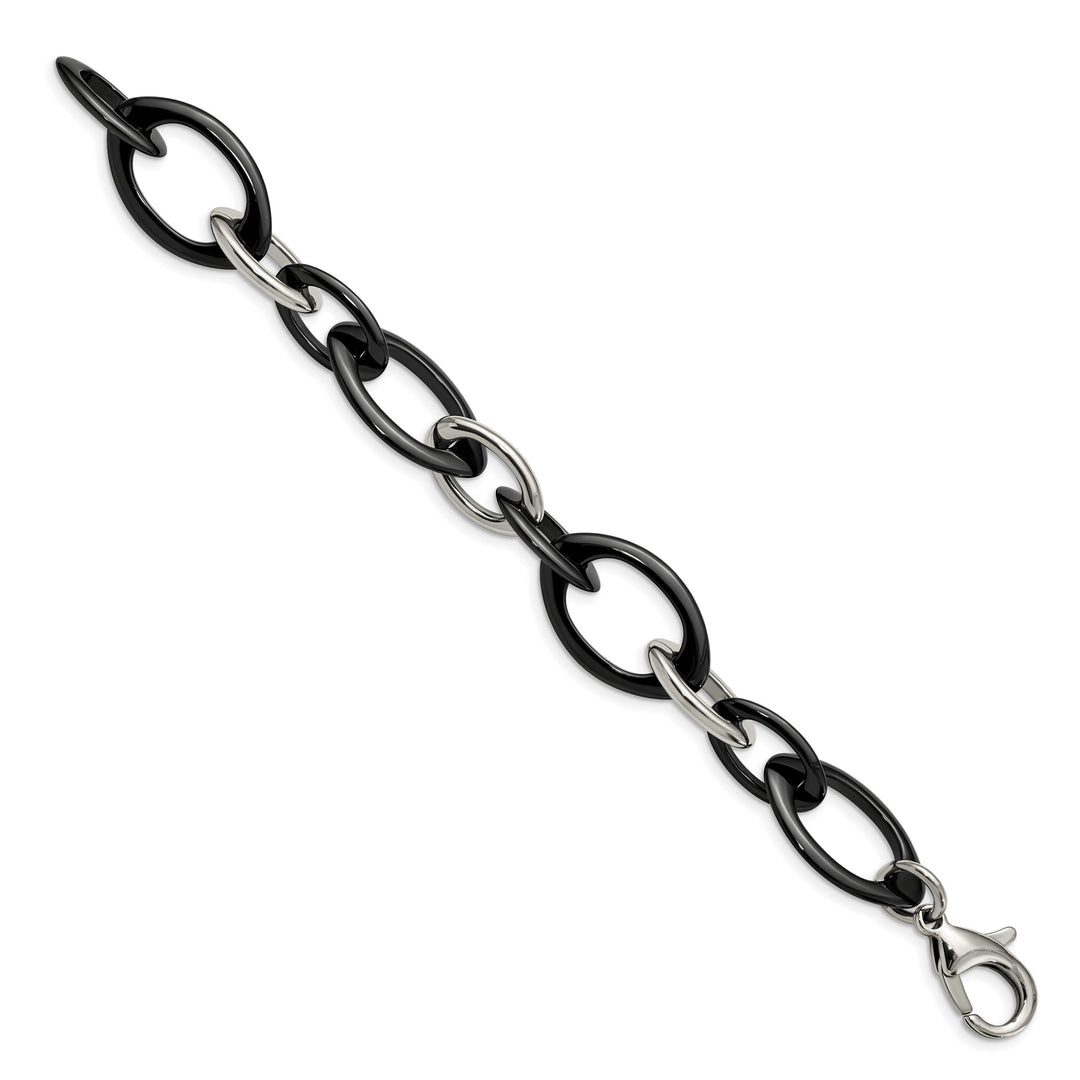 Chisel Stainless Steel with Black Ceramic 8" Open Link Bracelet