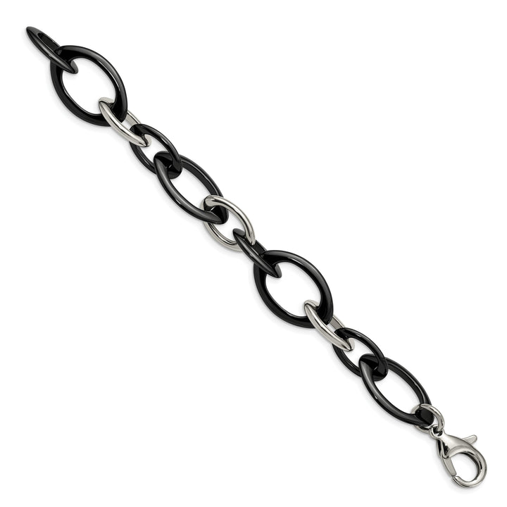 Chisel Stainless Steel with Black Ceramic 8" Open Link Bracelet