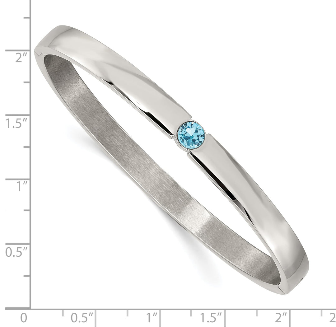 Chisel Stainless Steel with Blue Preciosa Crystal 6mm Hinged Bangle