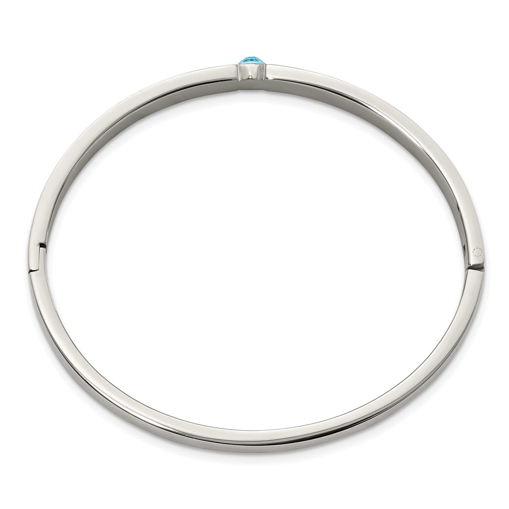 Chisel Stainless Steel with Blue Preciosa Crystal 6mm Hinged Bangle