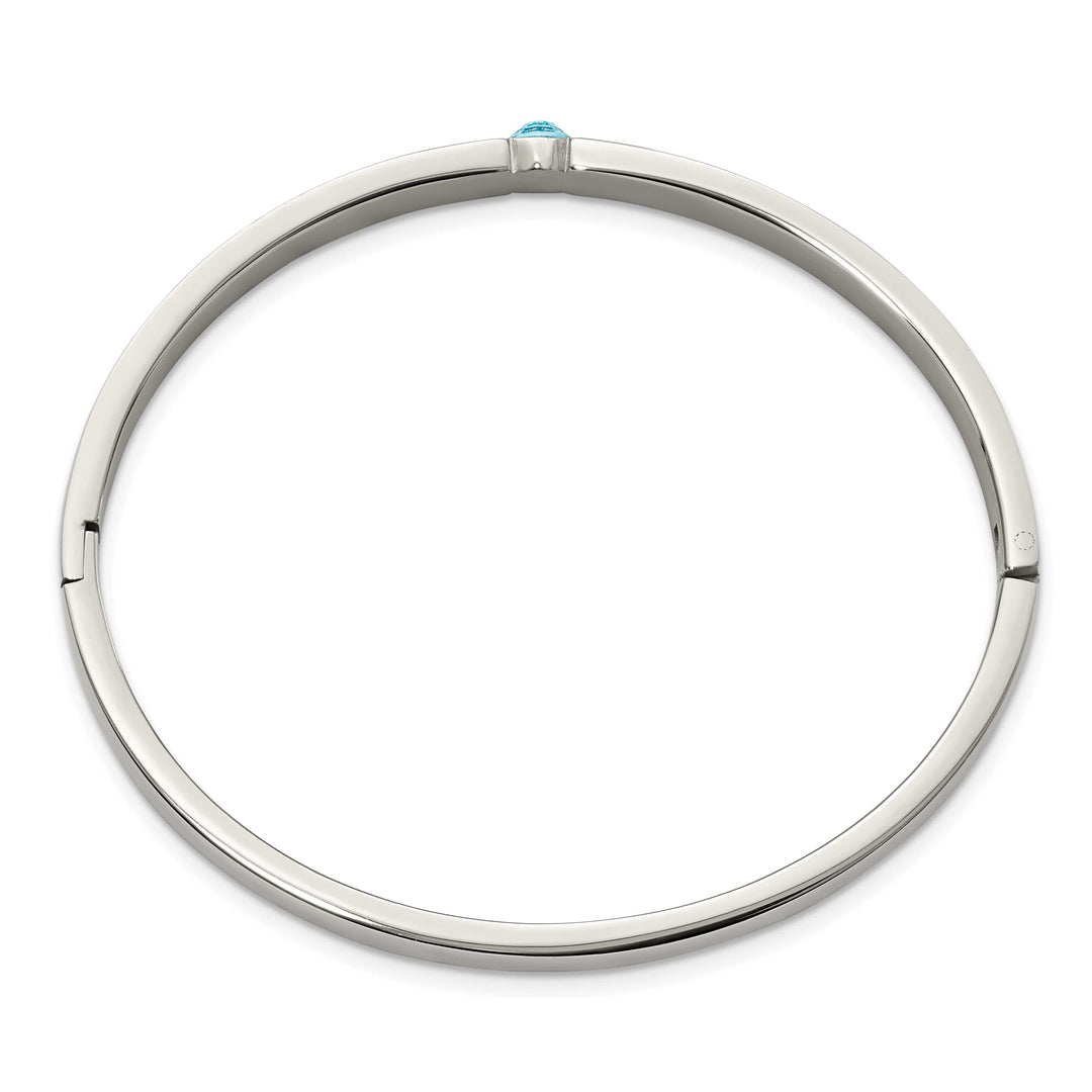 Chisel Stainless Steel with Blue Preciosa Crystal 6mm Hinged Bangle