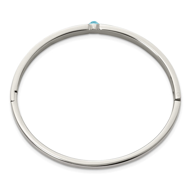 Chisel Stainless Steel with Blue Preciosa Crystal 6mm Hinged Bangle