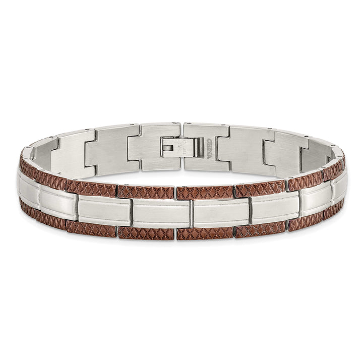 Chisel Stainless Steel with Brown IP-plated Edges 8.75" Link Bracelet