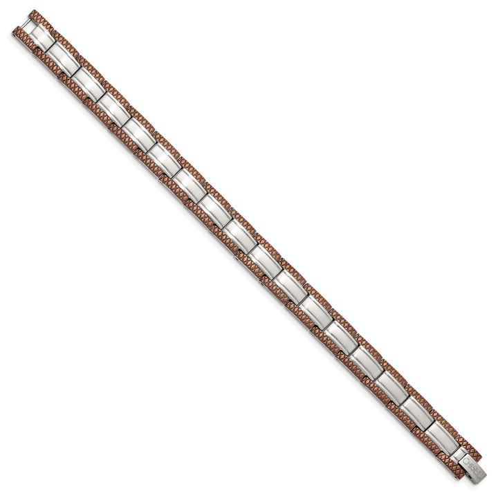Chisel Stainless Steel with Brown IP-plated Edges 8.75" Link Bracelet