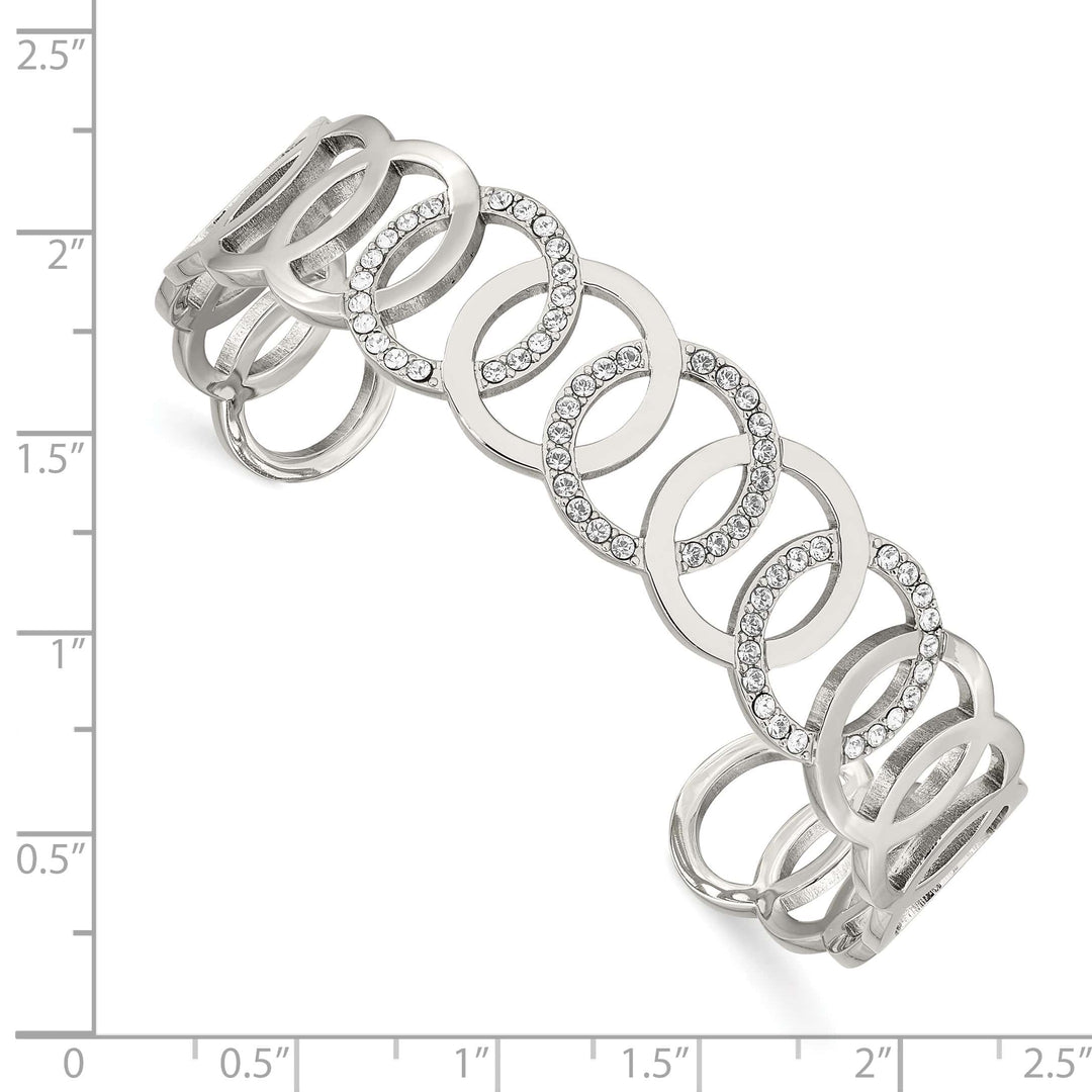 Chisel Stainless Steel with Crystals 14.5mm Circles Cuff Bangle