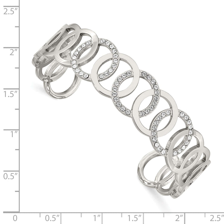 Chisel Stainless Steel with Crystals 14.5mm Circles Cuff Bangle