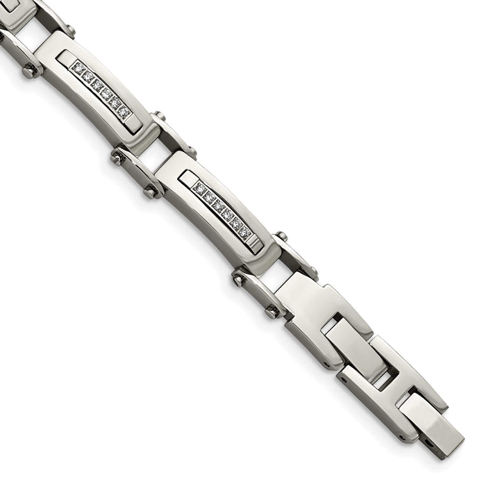 Chisel Stainless Steel with CZ 8.25" Bracelet with .5" Extension