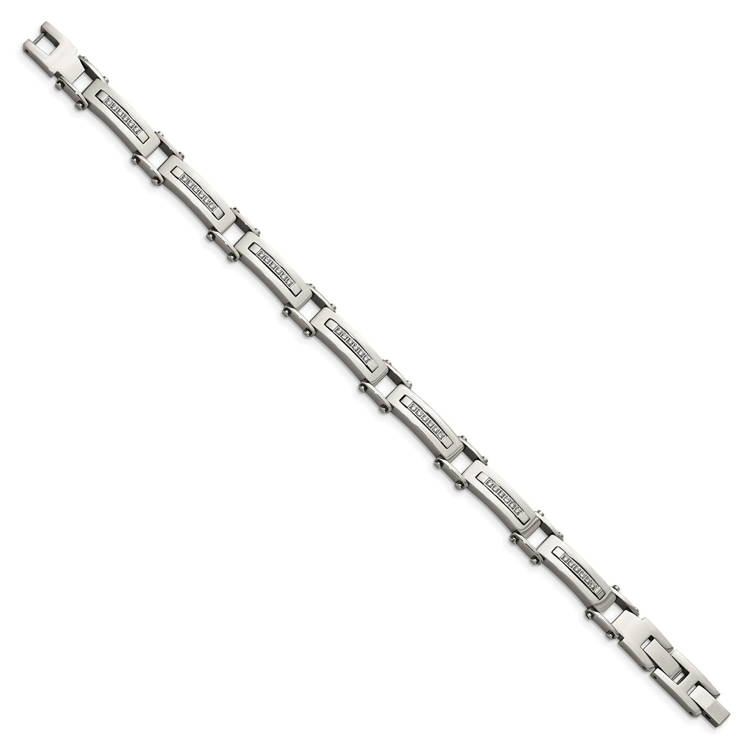 Chisel Stainless Steel with CZ 8.25" Bracelet with .5" Extension