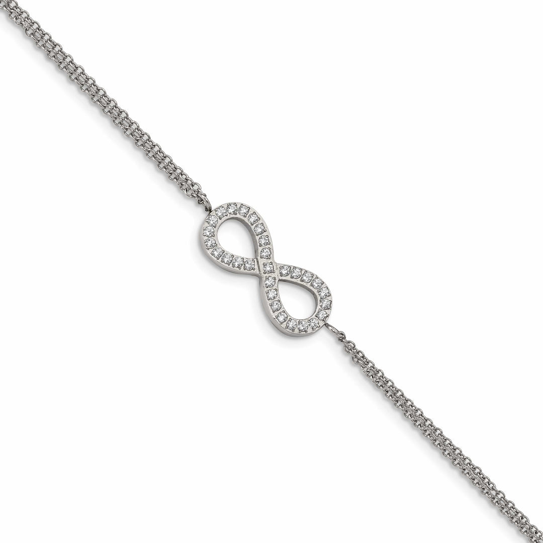 Chisel Stainless Steel with CZ Infinity Symbol 6.25" Bracelet with 2"