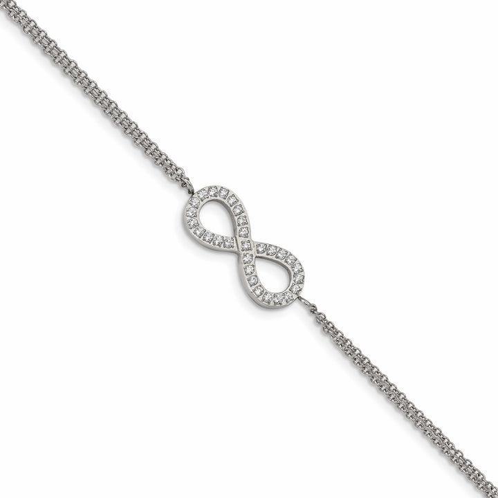 Chisel Stainless Steel with CZ Infinity Symbol 6.25" Bracelet with 2"
