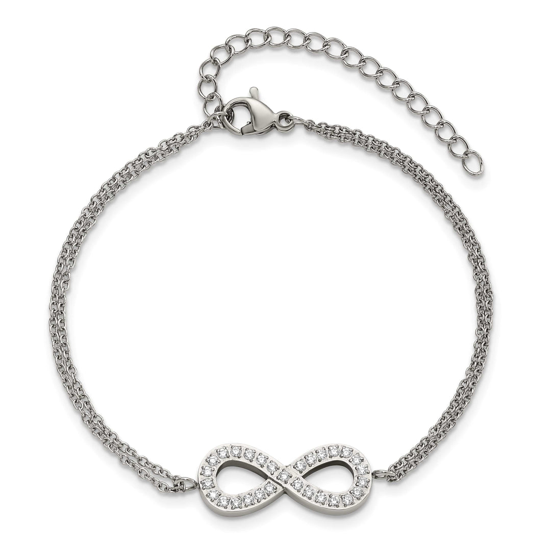 Chisel Stainless Steel with CZ Infinity Symbol 6.25" Bracelet with 2"