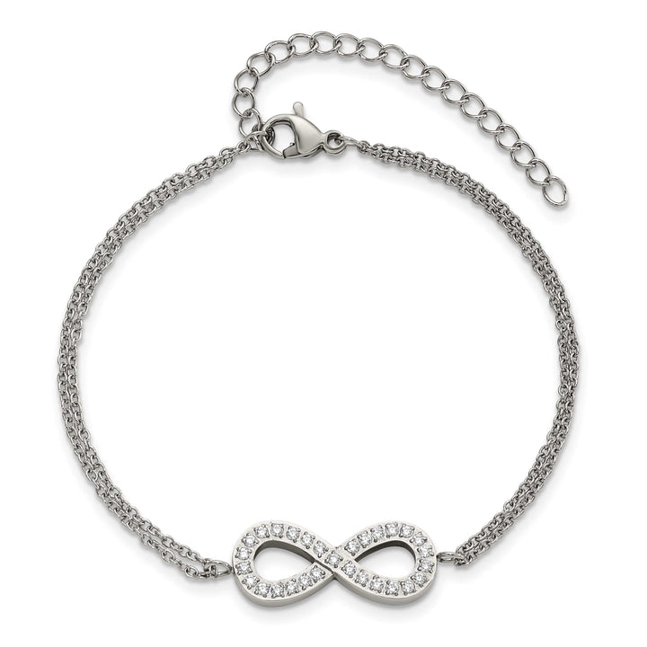 Chisel Stainless Steel with CZ Infinity Symbol 6.25" Bracelet with 2"