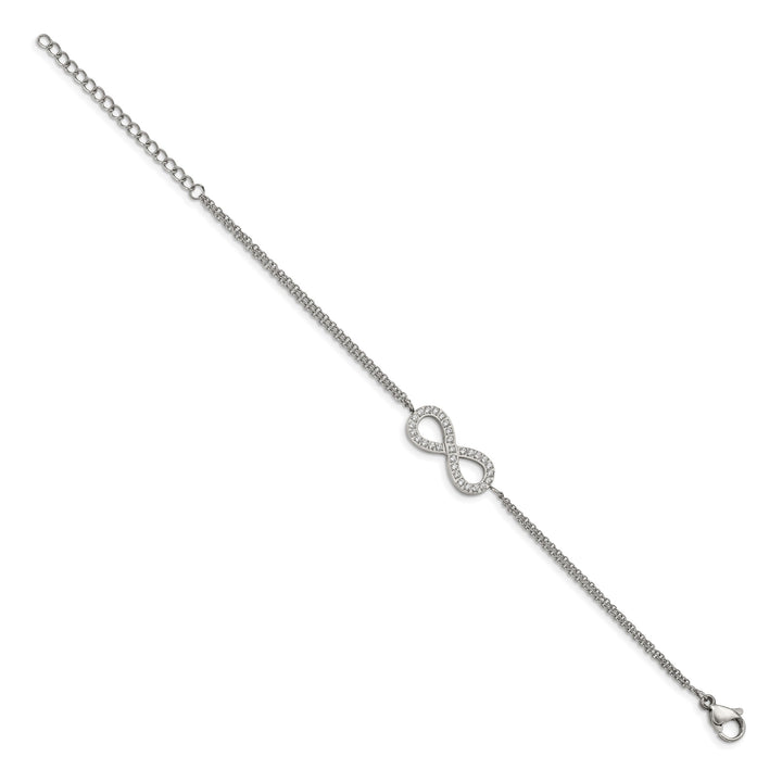 Chisel Stainless Steel with CZ Infinity Symbol 6.25" Bracelet with 2"