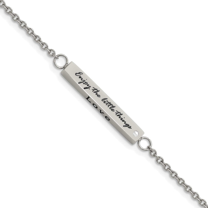 Chisel Stainless Steel with CZ LOVE Dream Laugh Enjoy the little