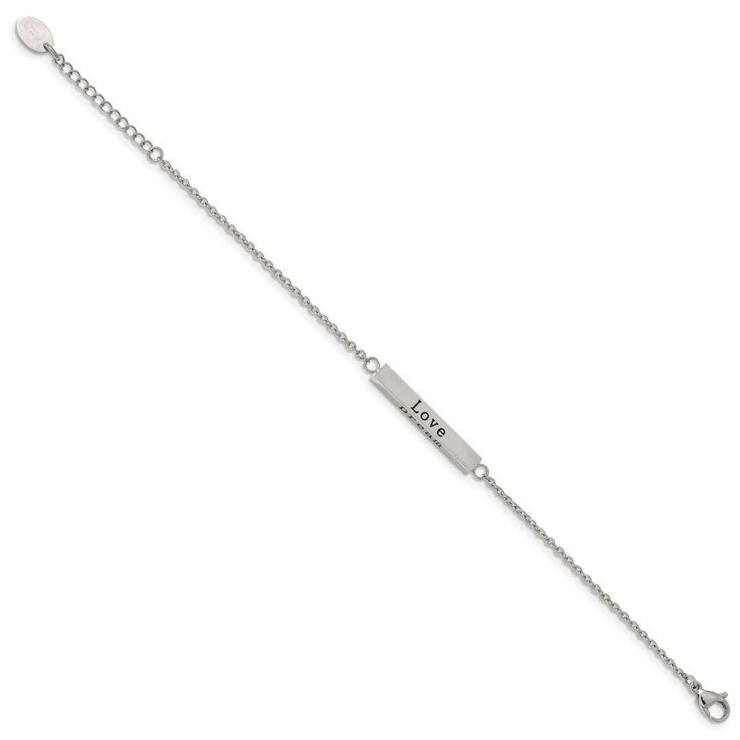 Chisel Stainless Steel with CZ LOVE Dream Laugh Enjoy the little
