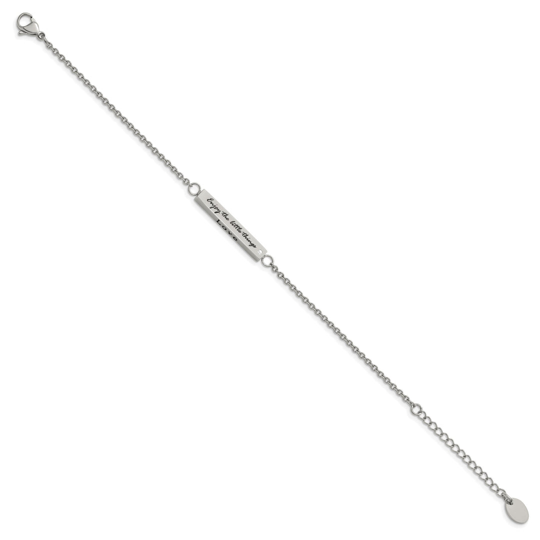 Chisel Stainless Steel with CZ LOVE Dream Laugh Enjoy the little