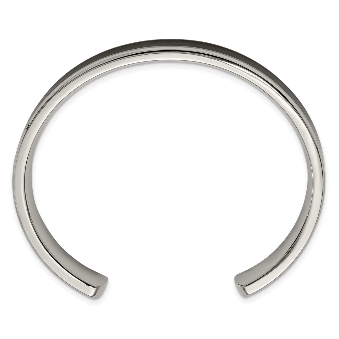 Chisel Stainless Steel with Enameled Koa Wood Inlay Cuff Bangle