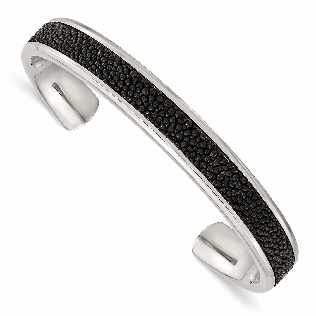 Chisel Stainless Steel with Genuine Stingray Inlay Cuff Bangle