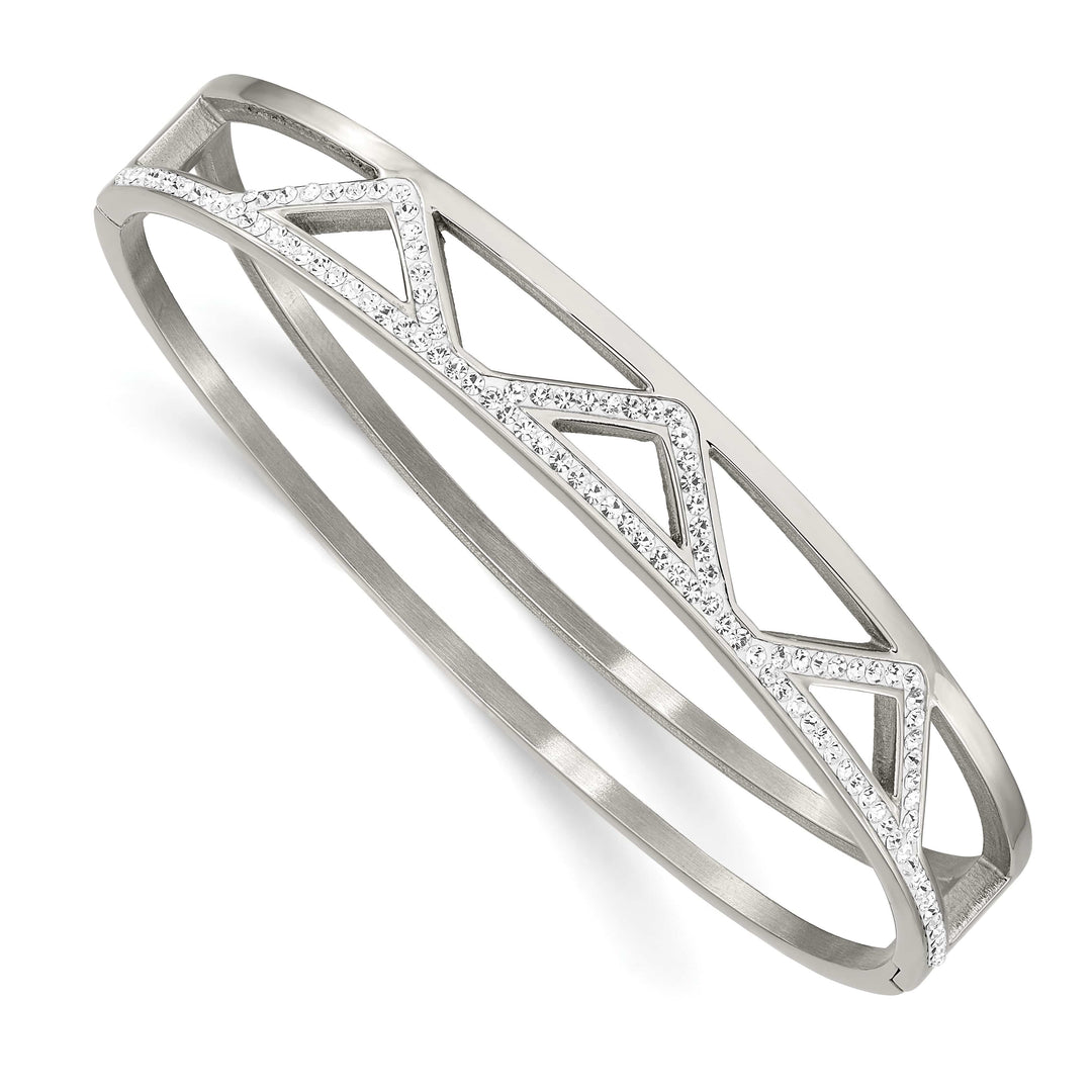 Chisel Stainless Steel with Preciosa Crystal 10mm Hinged Bangle