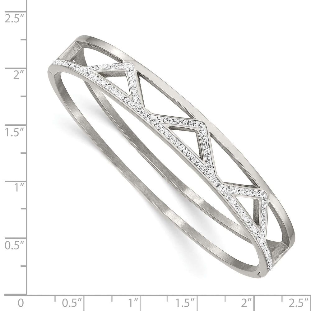 Chisel Stainless Steel with Preciosa Crystal 10mm Hinged Bangle