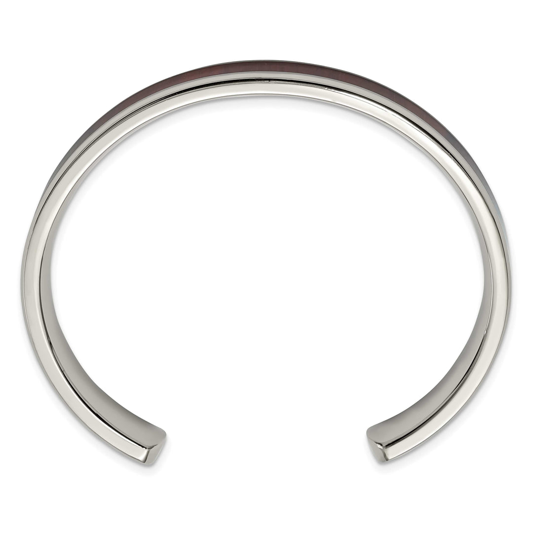 Chisel Stainless Steel with Red/Orange Koa Wood Inlay Cuff Bangle