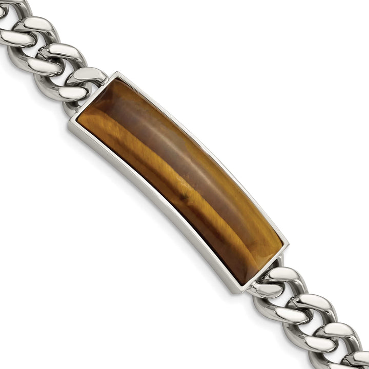 Chisel Stainless Steel with Tiger's Eye Inlay 8.25" ID Bracelet