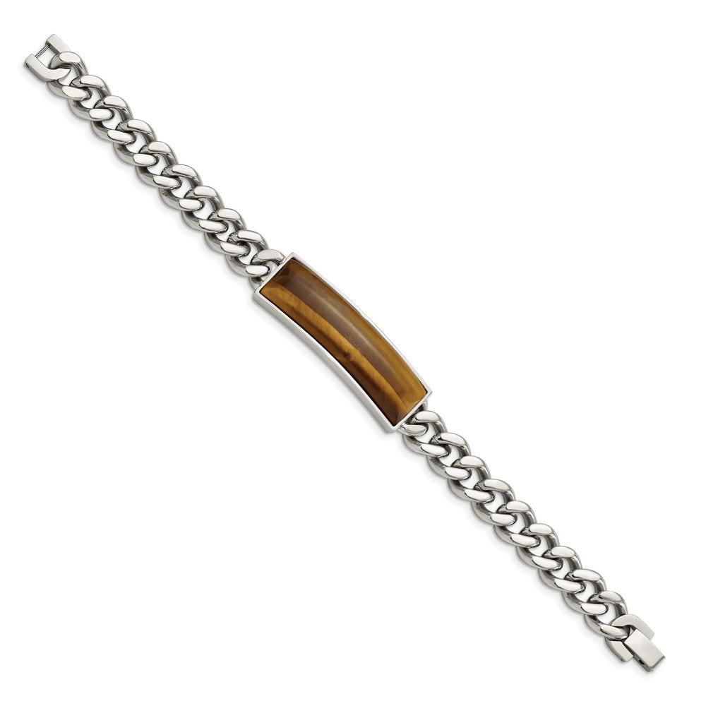 Chisel Stainless Steel with Tiger's Eye Inlay 8.25" ID Bracelet
