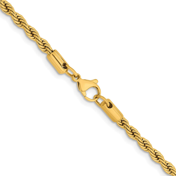 Chisel Stainless Steel Yellow Finish Finish 4mm Rope Chain
