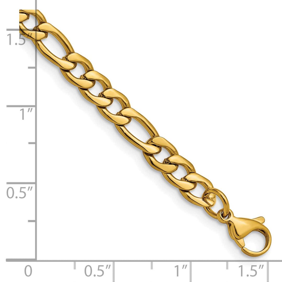 Chisel Stainless Steel Yellow Finish Finish 6.3mm Figaro Bracelet