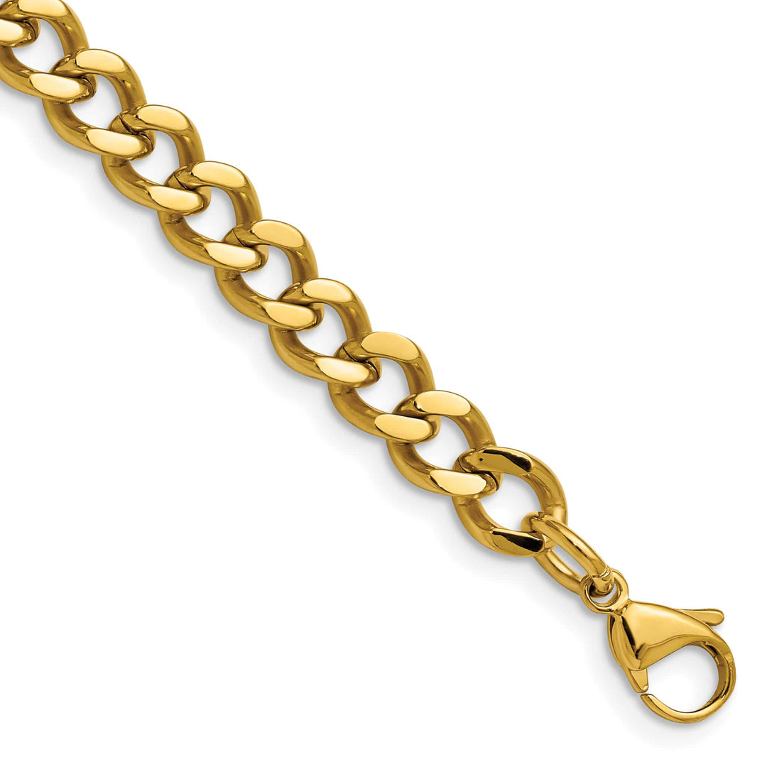 Chisel Stainless Steel Yellow Finish Finish 7.5mm Curb Bracelet