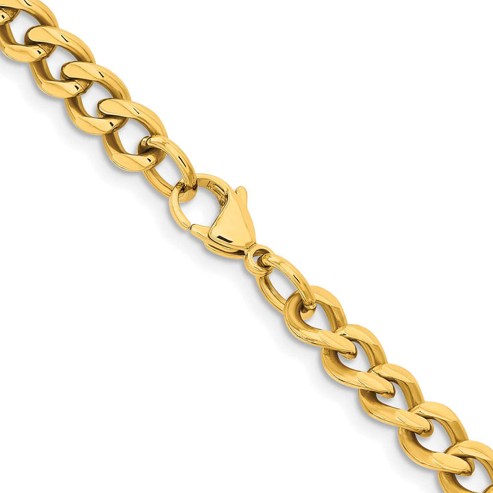 Chisel Stainless Steel Yellow Finish Finish 7.5mm Curb Chain