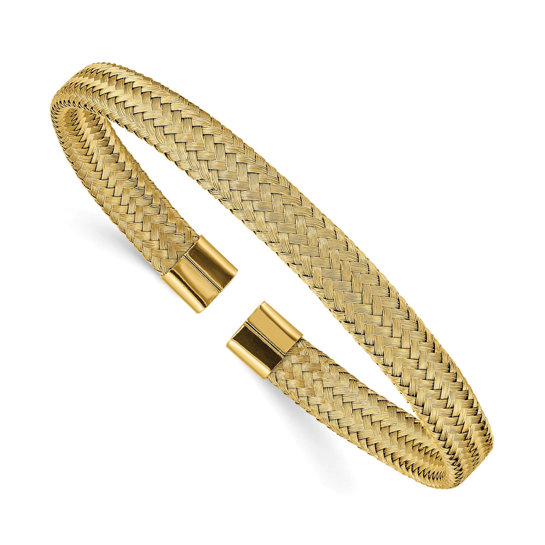 Chisel Stainless Steel Yellow IP-plated 6mm Mesh Wire Cuff Bangle