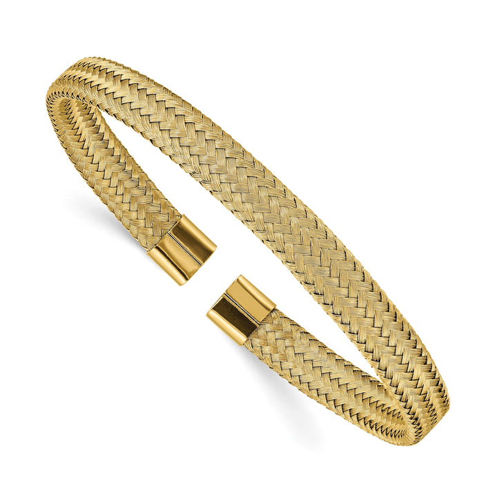 Chisel Stainless Steel Yellow IP-plated 6mm Mesh Wire Cuff Bangle
