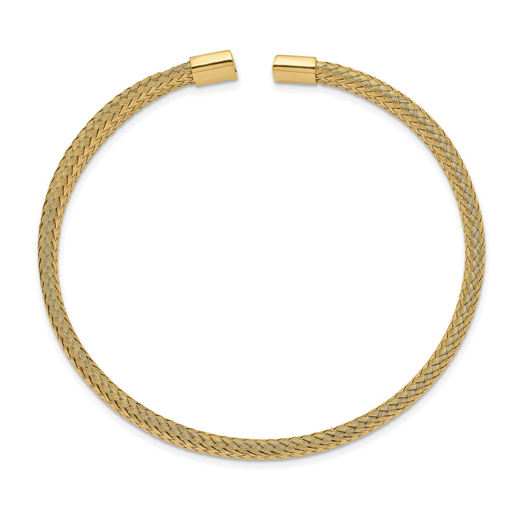 Chisel Stainless Steel Yellow IP-plated 6mm Mesh Wire Cuff Bangle