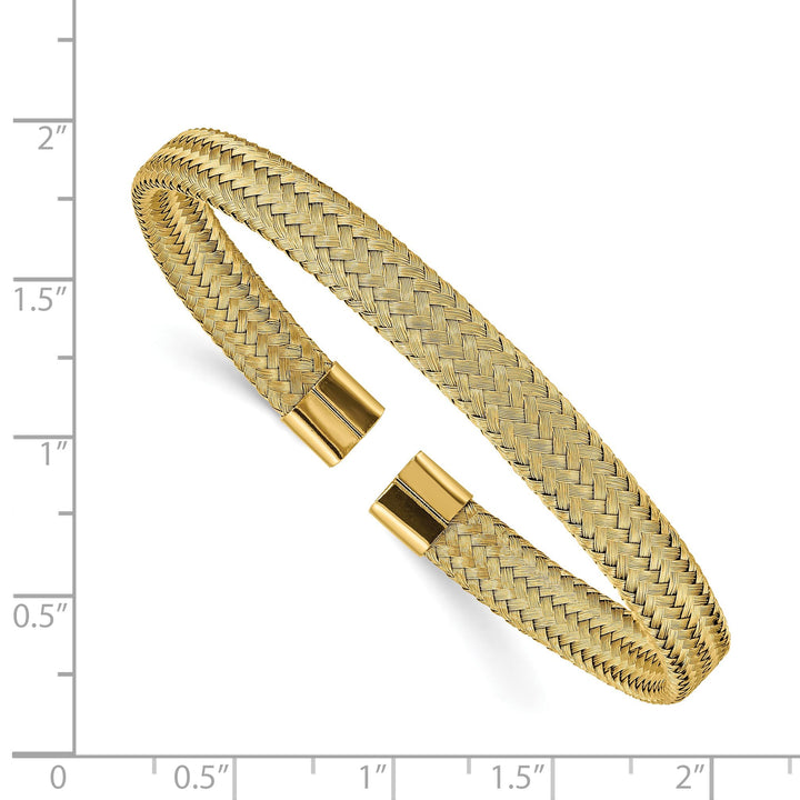 Chisel Stainless Steel Yellow IP-plated 6mm Mesh Wire Cuff Bangle