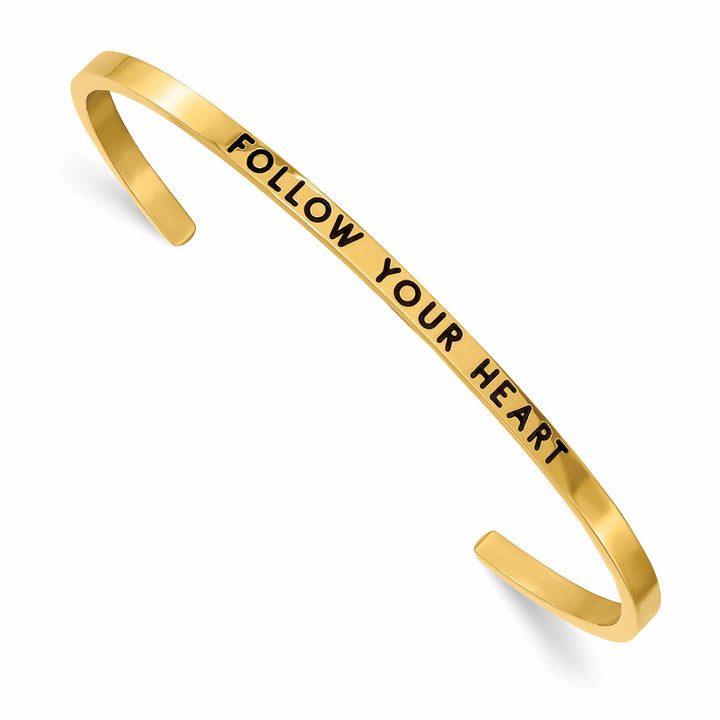 Chisel Stainless Steel Yellow IP-plated and Enameled Crystal FOLLOW