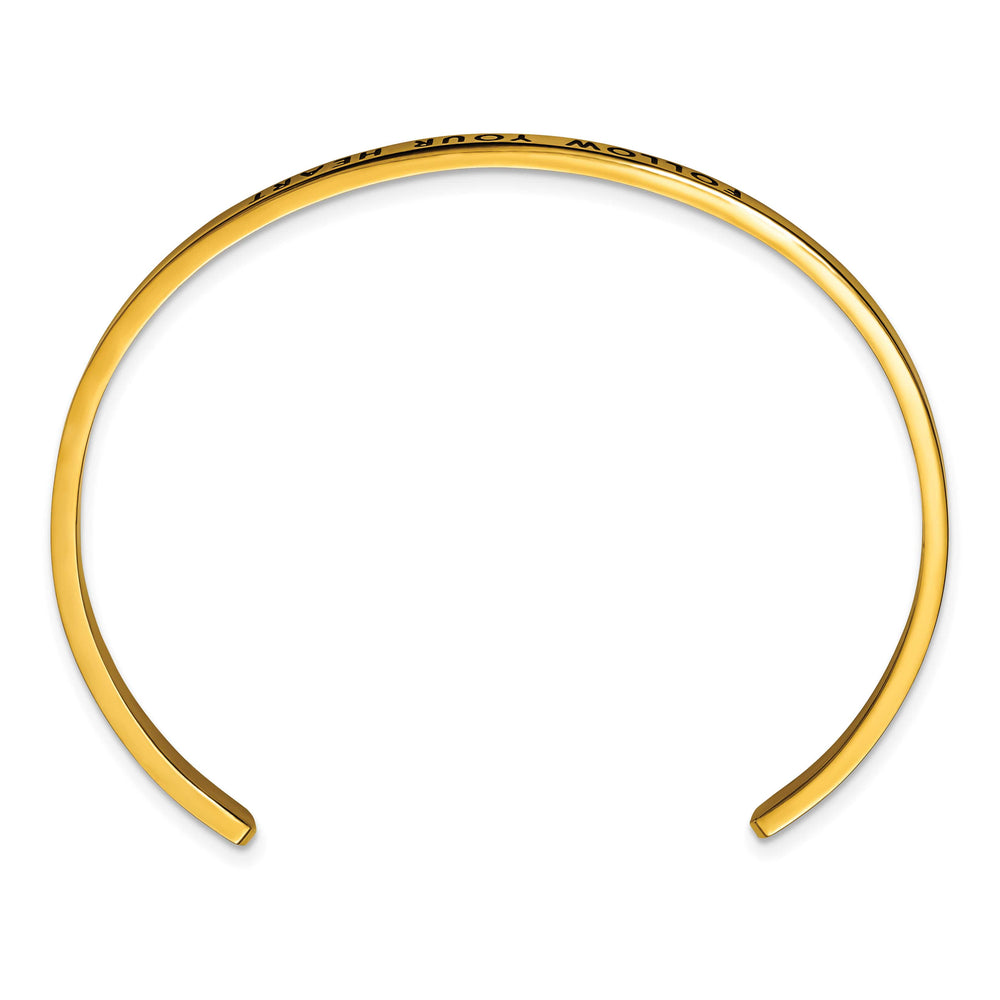 Chisel Stainless Steel Yellow IP-plated and Enameled Crystal FOLLOW