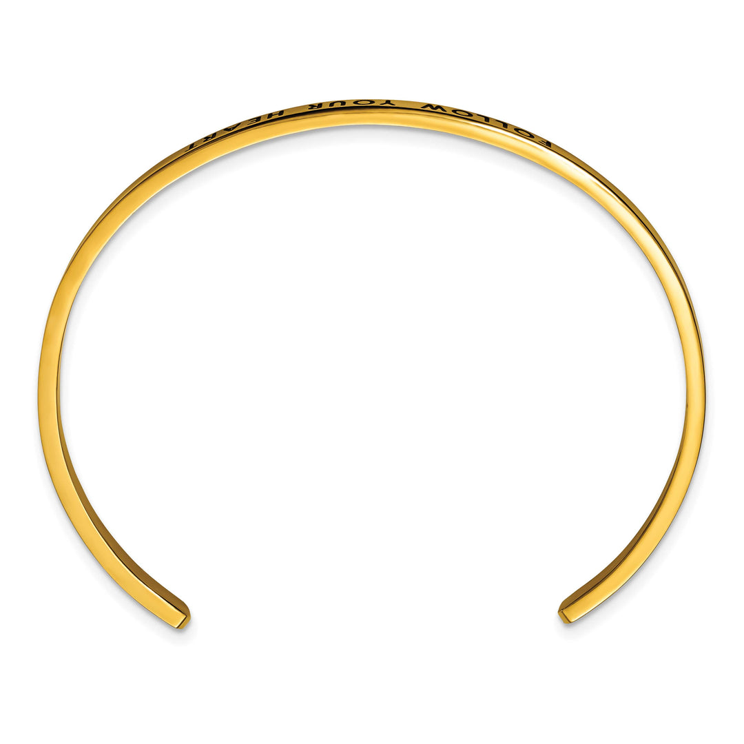 Chisel Stainless Steel Yellow IP-plated and Enameled Crystal FOLLOW