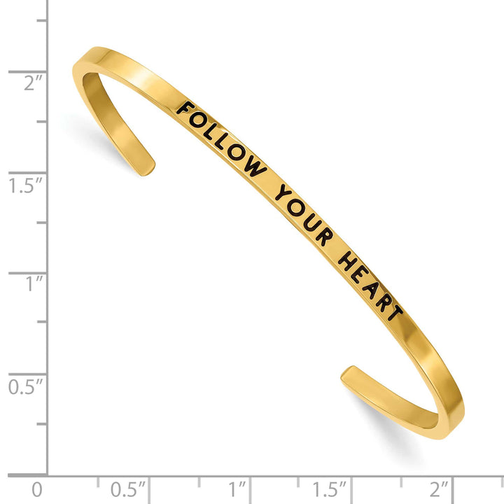 Chisel Stainless Steel Yellow IP-plated and Enameled Crystal FOLLOW