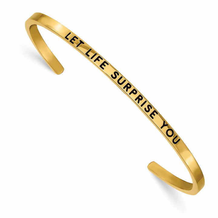 Chisel Stainless Steel Yellow IP-plated and Enameled Crystal LET LIFE