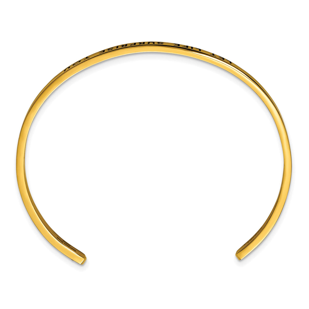 Chisel Stainless Steel Yellow IP-plated and Enameled Crystal LET LIFE
